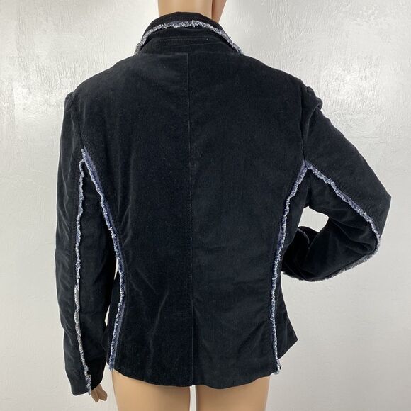 ❤️Last Chance Luii black cotton blend corduroy contrast blazer jacket size L - Picture 3 of 8